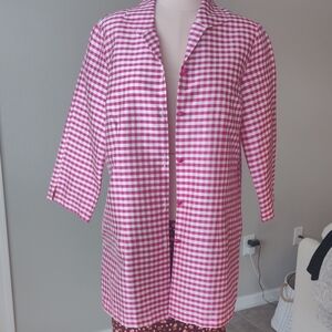 Stylish Pink Checkered Women's Blazer